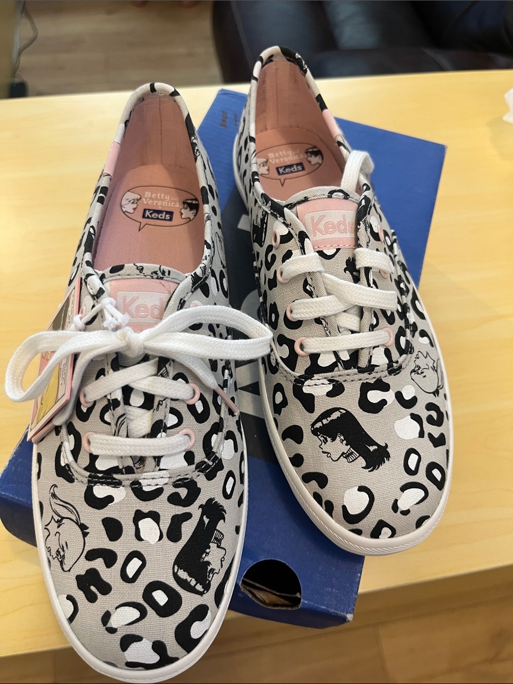 Keds womenBlack and White Betty & Veronica Leopard Print Sneakers